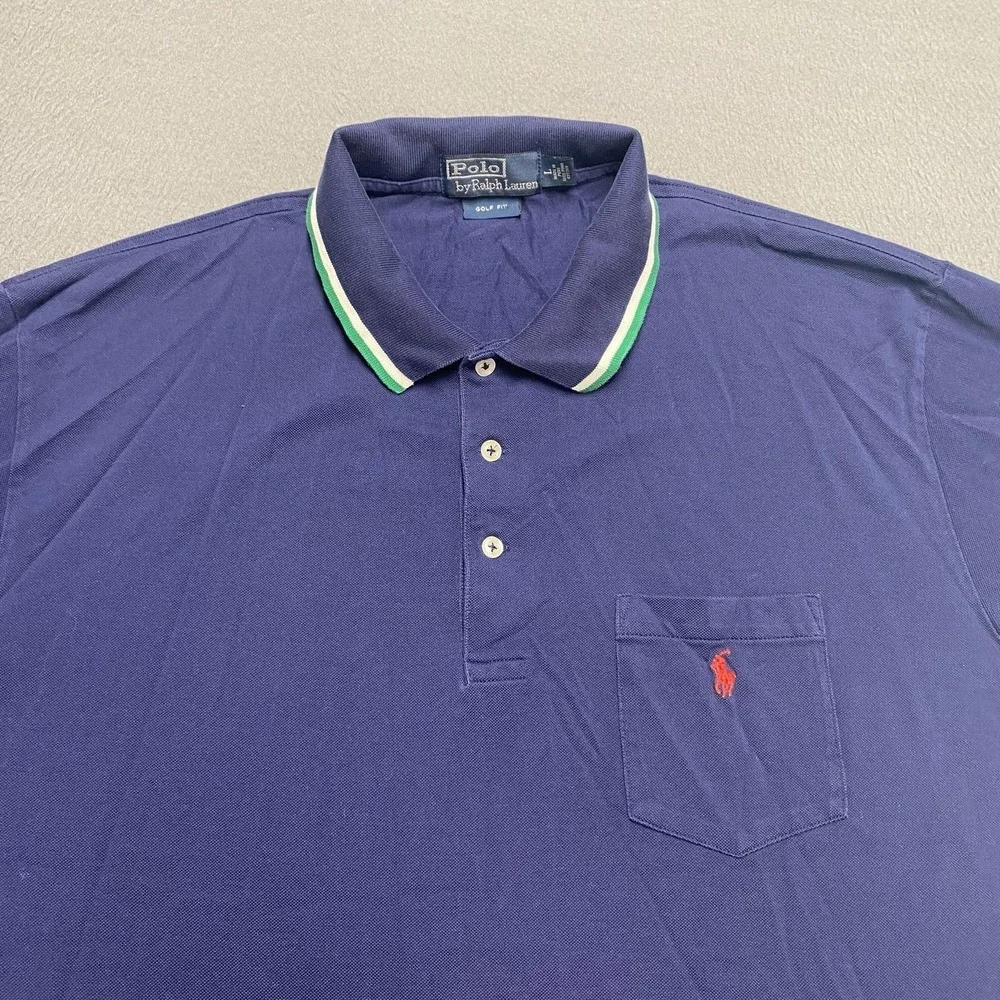 Polo Ralph Lauren Polo Shirt Mens Large Blue Golf Fit Pocket Pony Logo